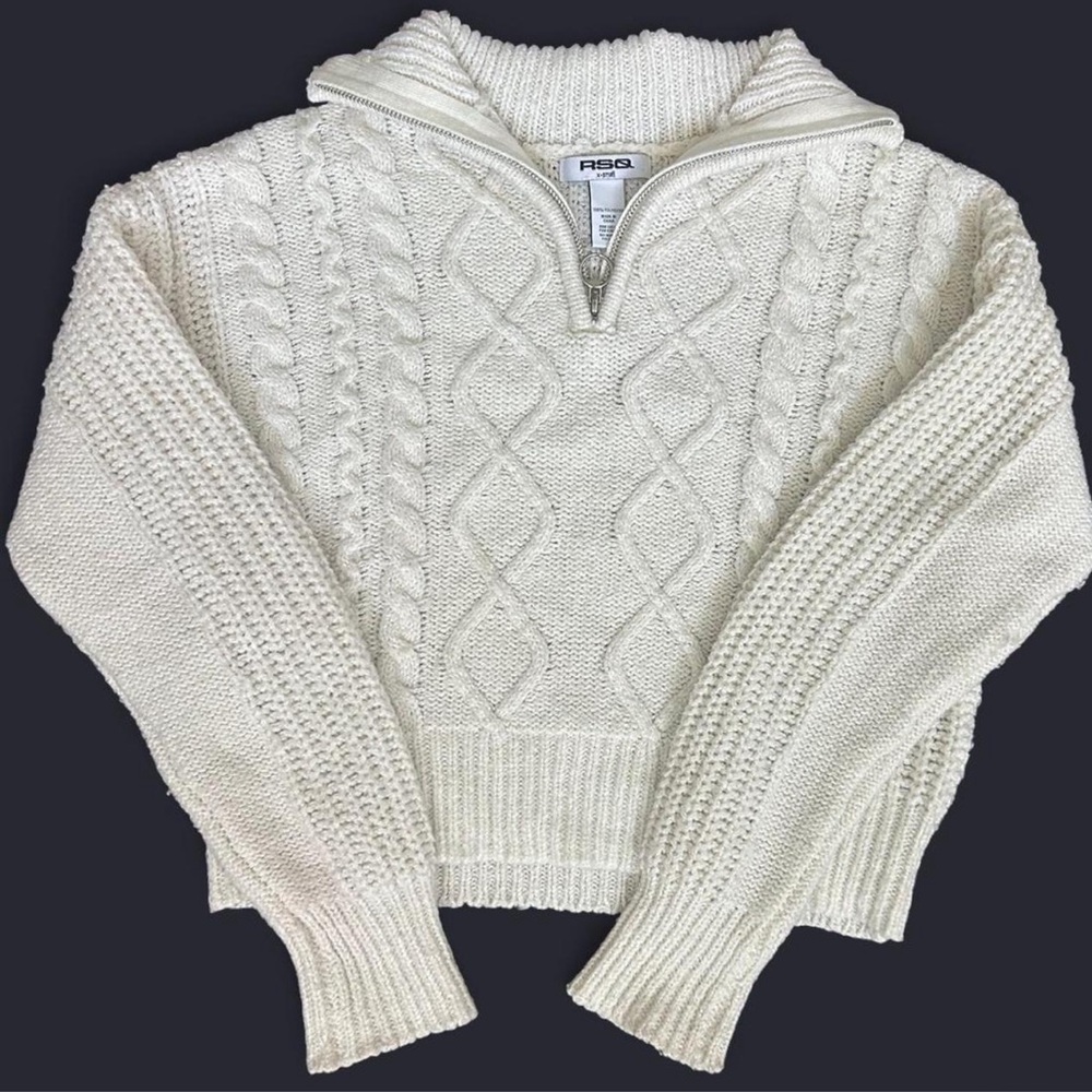 Women's White Cable Knit Sweater
